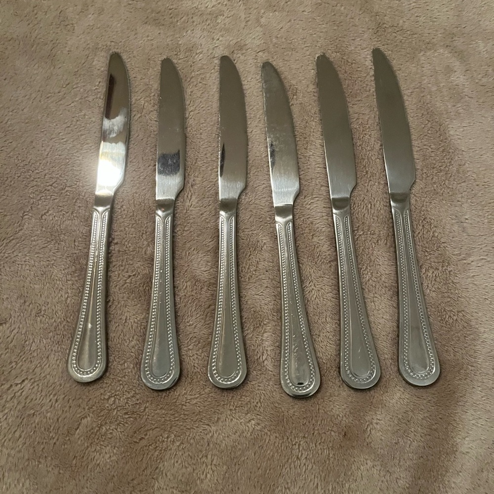 Modern Solid Dinner Knife Stainless Steel Set of 6